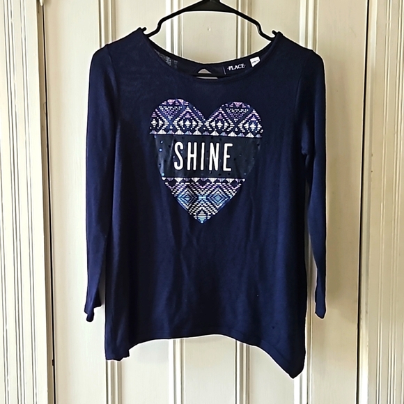 The Children's Place Girls 10/12 Lightweight Navy "Shine" Sweater - Picture 1 of 8
